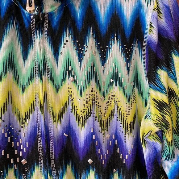 Onque Casuals Full Zip Chevron Sweater XL - Picture 3 of 8